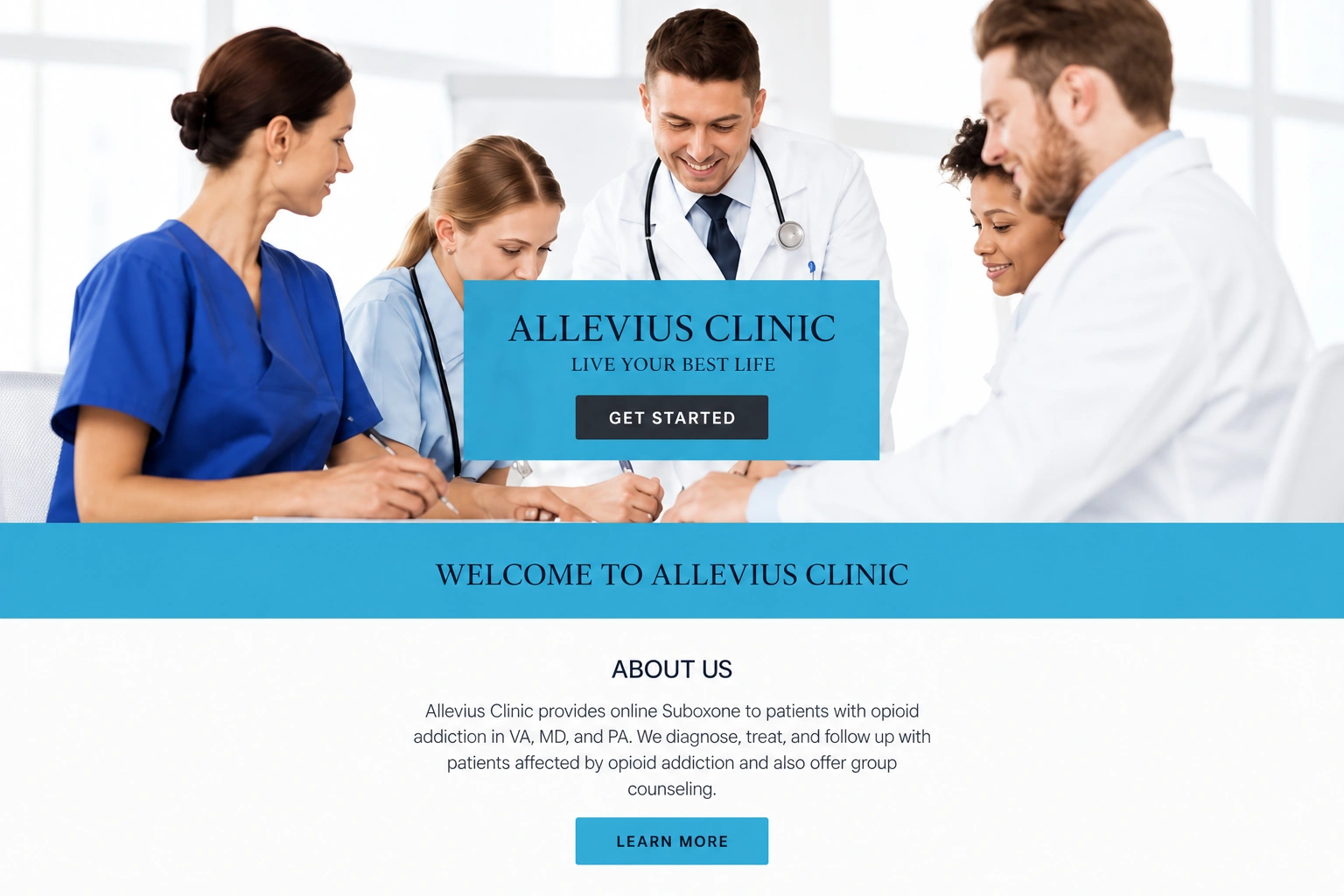 Allevius Clinic website before the MedMagic redesign