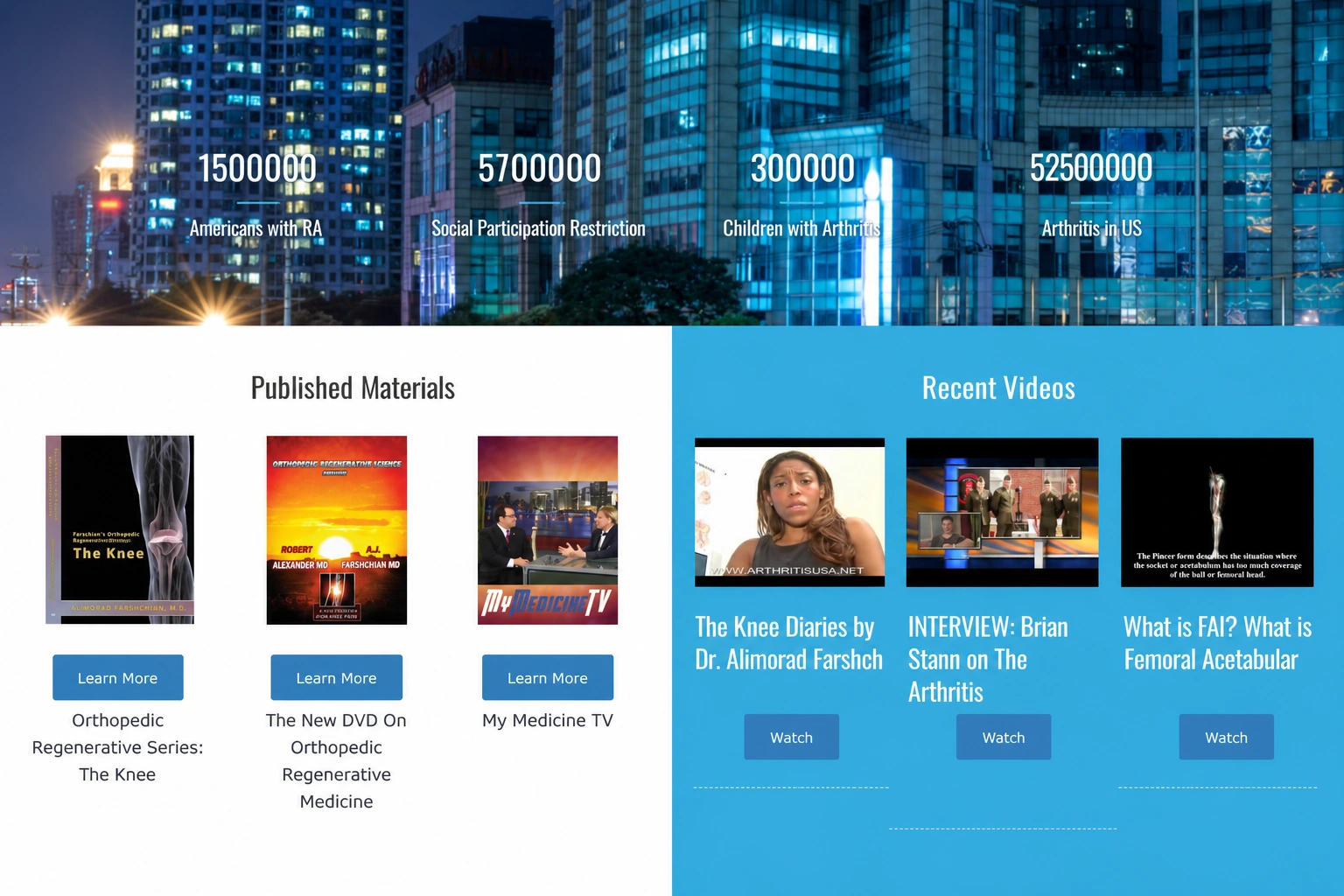 Center for Regenerative Medicine website before the MedMagic redesign
